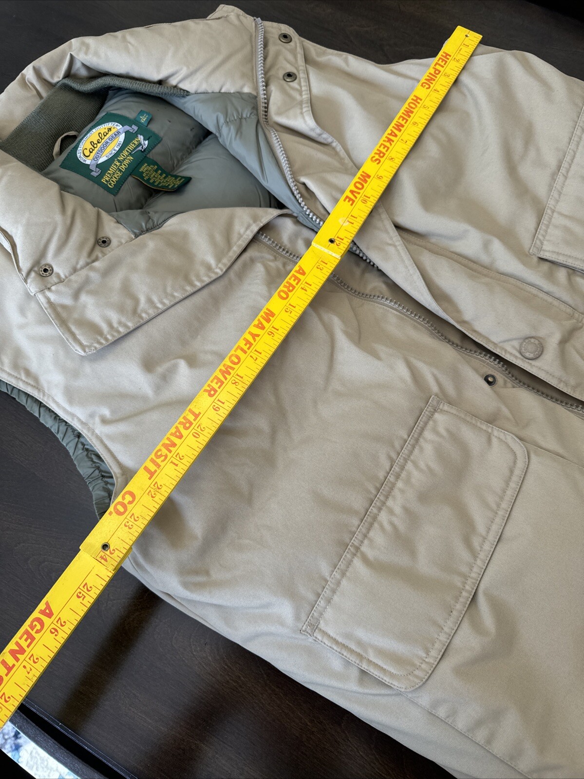 Cabela's Premier Northern Goose Down Filled Puffer Vest, Tan, Size L Tall