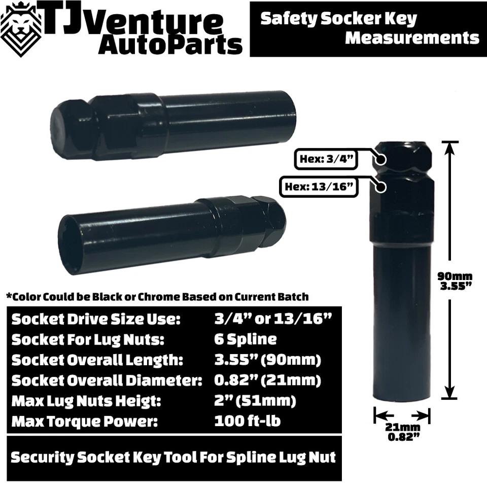 Tuerca estriada sintonizador 16 piezas cromada 1,4" de alto 12x1,5 + llave apta para Chevrolet Ford Mercury Foto 3 de 4