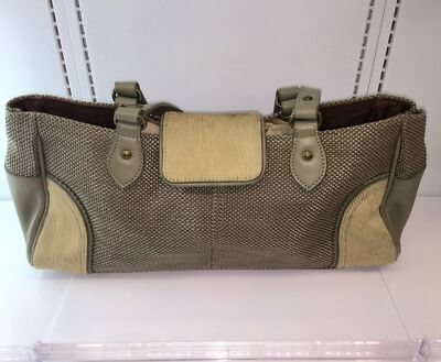 Michel Klein Woven Fabric And Cowhide Leather Handbag Made In 
