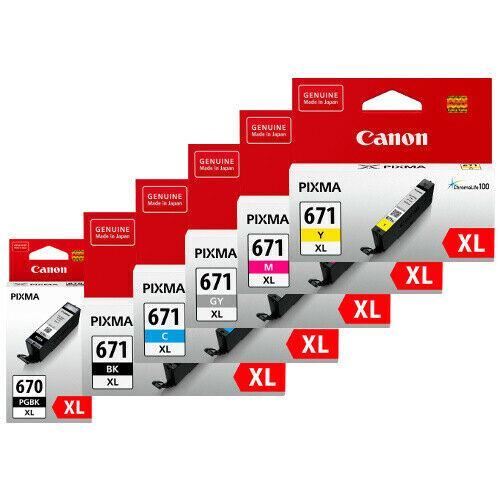 Any 1x ORIGINAL CANON genuine PG 670XL BK CLI 671XL BK/C/M/Y INK CARTRIDGE Pixma - Picture 2 of 9