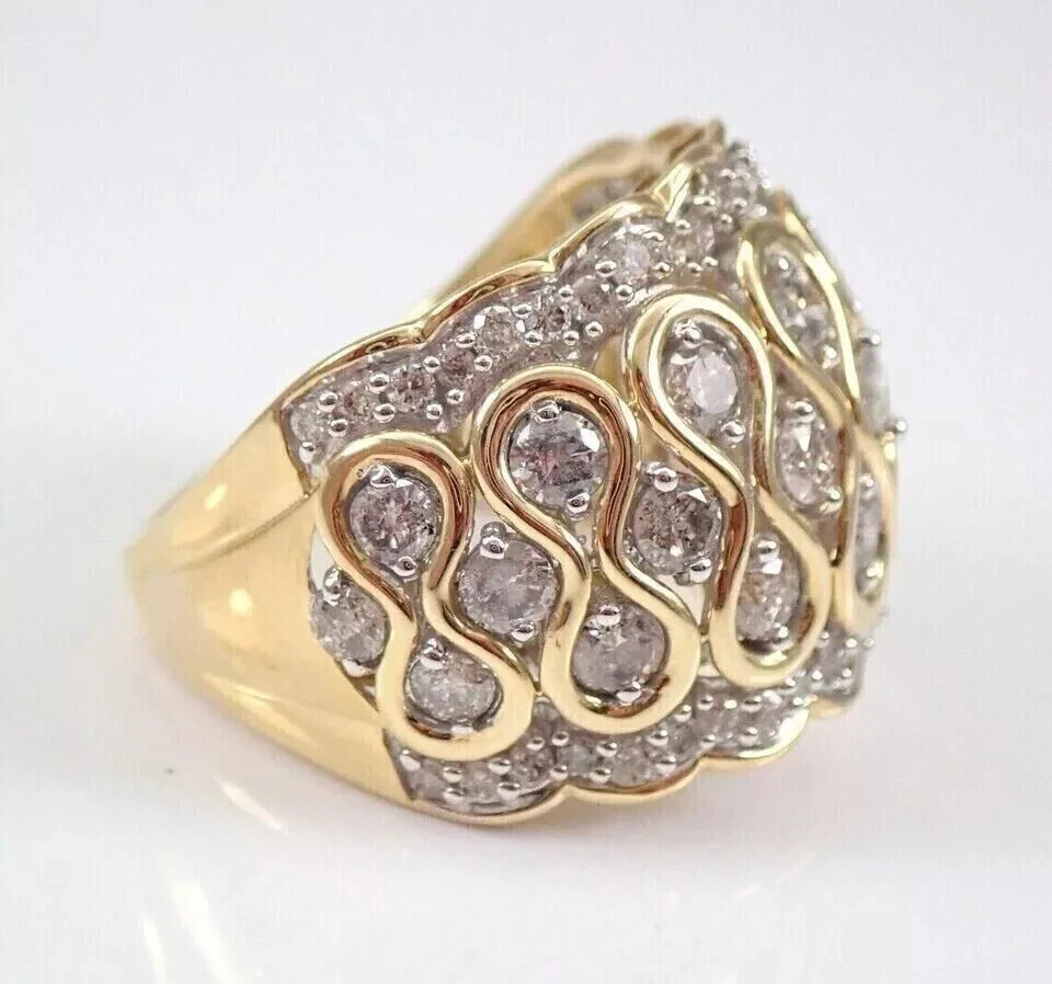 Lab Created Diamond 2.30Ct Round Cut Cluster Wedding Ring 14K 2 Tone Gold Plated - Image 2 of 4