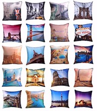 Digital Printed City Themed Cushion Covers New York London 18" x 18" (45 x 45cm)