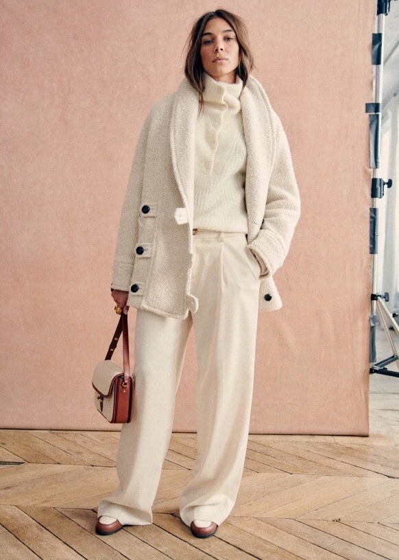 SEZANE SEBASTIEN COAT WHITE SIZE 34 US 2