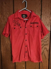 Kingsley Team Shop Shirt Mens Medium Icon Motorsports Motorcycle Racing Button