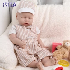 IVITA 18 inch Sleeping Baby Boy Lifelike Reborn Baby Full Body Silicone Doll