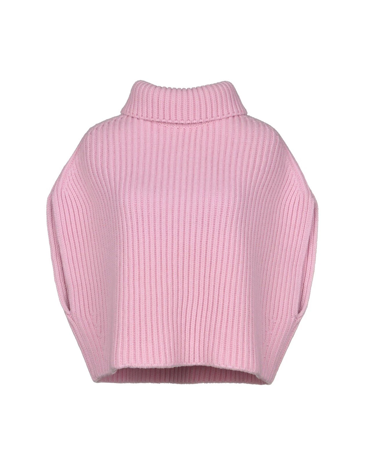 EUC JIL SANDER Italy wool chunky knit turtleneck poncho sleeveless sweater pink