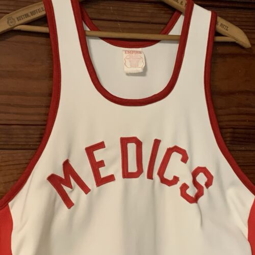 Vtg 50s Empire Basketball Jersey M Medics Doctor EMT Physician Red White USA - Picture 3 of 17