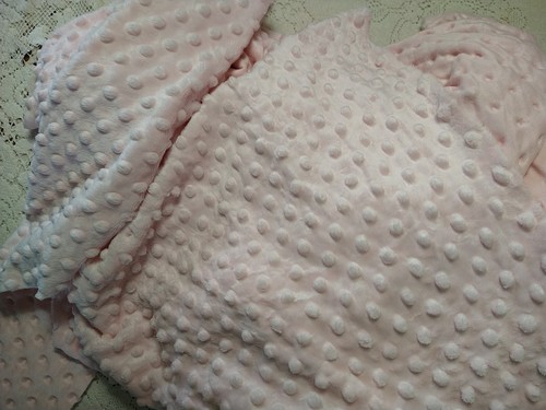Remnant Minky Dimple Dot Fabric Plush Light Pink 3 Yd 10" Long x 18-24" wide - Picture 5 of 5