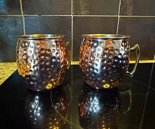 Ecoone Copper Hammered Stainless Steel Moscow Mule Mugs 16 oz Set of 2