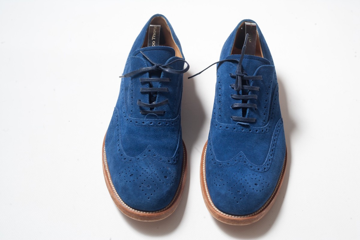 Tod’s Men’s Navy Blue Suede Wingtip Oxfords – UK 7 / EU 40.5 / US 8.5 TODS Mens Blue Suede Leather Wingtip Brogues Size UK 10 / US  main image 4