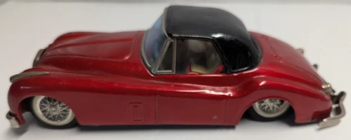 Vintage Bandai Jaguar XK150 Tin Friction Metal Red Sports Toy Car Japan