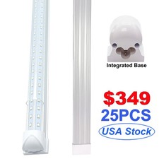 72W 8FT LED Tube Light Bulbs Integrate 8' 4 Row V Shaped LED Shop Light Fixture