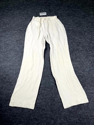 Vintage El Corte Ingles Pants Womens 38 Cream Acrylic Flared Leg Retro College
