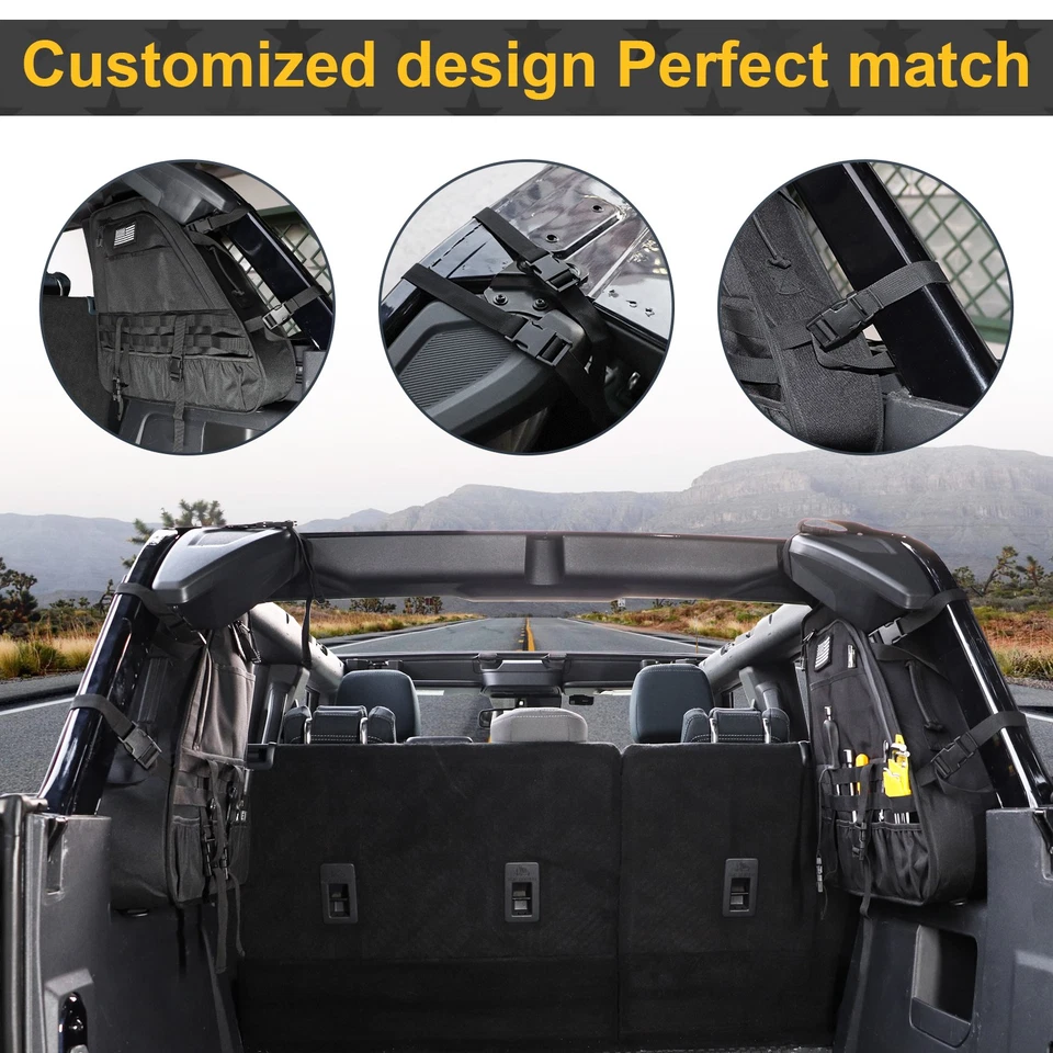 Fit for Ford Bronco 2021-2025 Cargo Trunk Hanging Roll Bar Organizer Storage Bag - Image 2 of 4