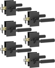 6 Pack Black Privacy Door Handles, Door Lever with Door Knobs Indoor for Bedroom