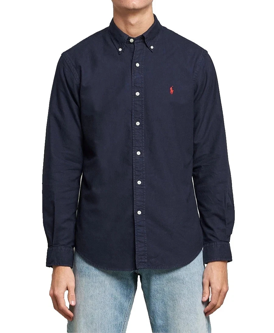Polo Ralph Lauren Garment Dyed Oxford Shirt Navy Mens - Custom Fit