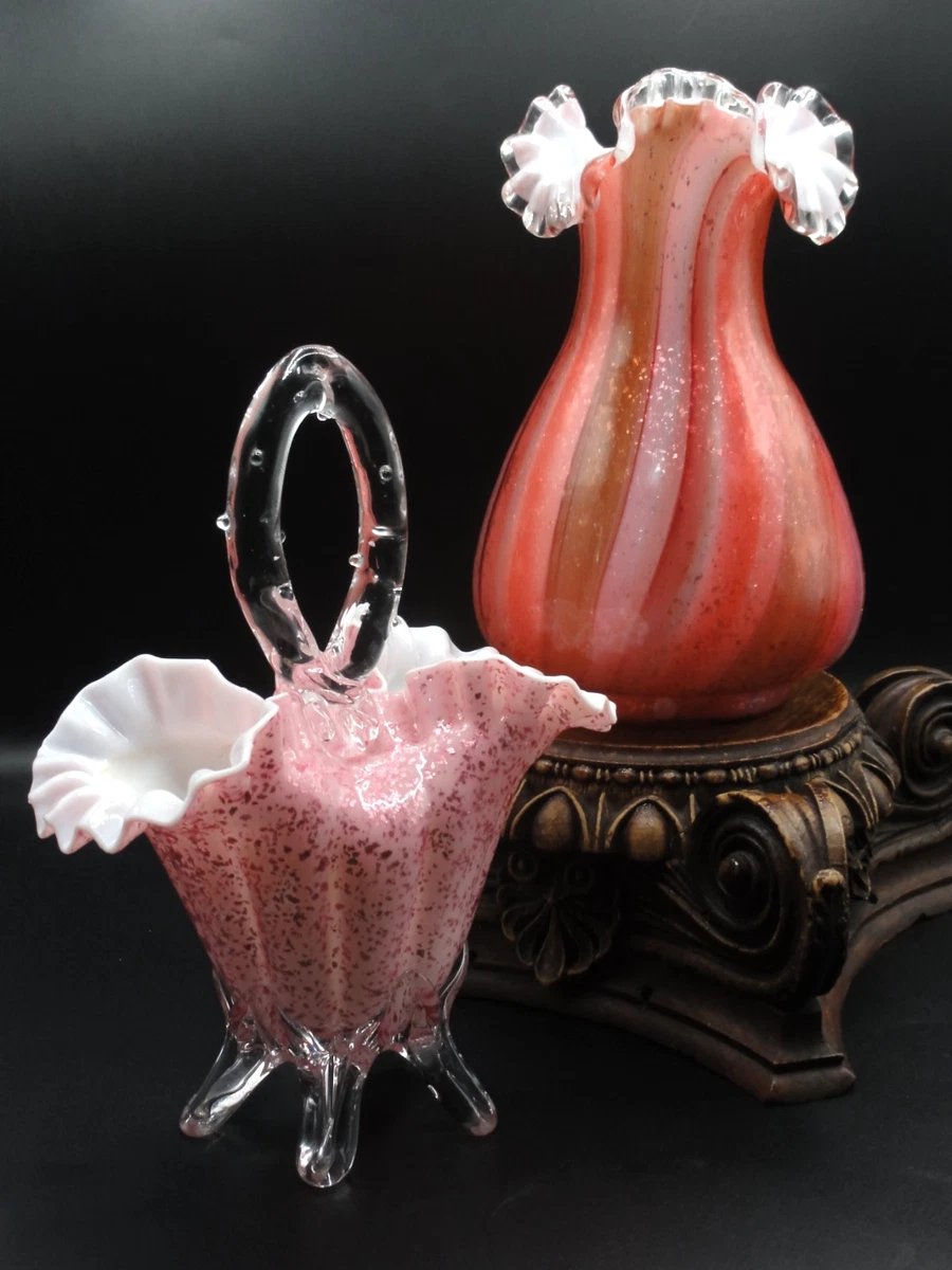 Glass Pink Collectible 1850-1899 Time Period Manufactured Vases