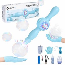 Fog Bubble Machine Magic Smoke Bubble Wand for Kids, Blue Rechargeable with...