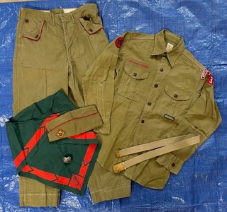 1960s Boy Scouts BSA Uniform Shirt Pants Belt Garrison Kerchief Slide Patch Clip