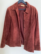 Kate Hill Vintage Rust Red Suede Leather Jacket Woman’s Size 14Button up .