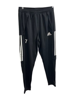 Adidas Black Training Pants M With Zipper Pockets & Stripes For Athletic Wear