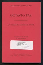 Octavio PAZ / An Erotic Beyond Sade Uncorrected Proof 1st 1998