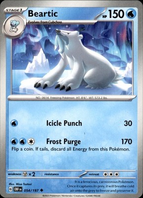 Beartic 054/197 Pokemon Obsidian Flames Uncommon NM