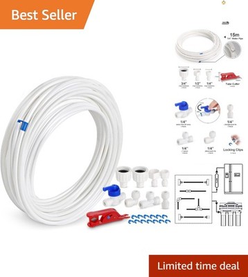 Complete 1/4  O.D. Water Line Kit for Ice Makers - Easy Installation & Durable