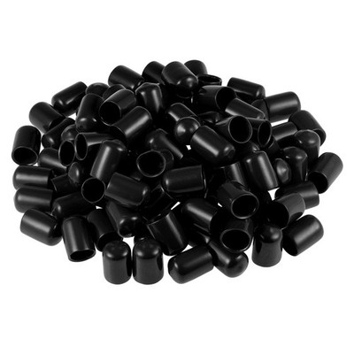 Screw Thread Protector, 12mm ID Round End Cap Cover Black Tube Caps 100pcs