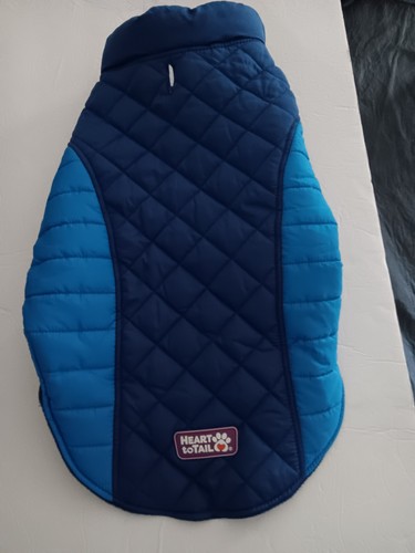 Heart to Tail Dog Puppy Warm Winter Coat Fleece Lined Puffer Blue Jacket Large