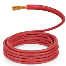 TEMCo 4 AWG RED Welding Cable Per-Foot Flexible Copper USA Battery Wire