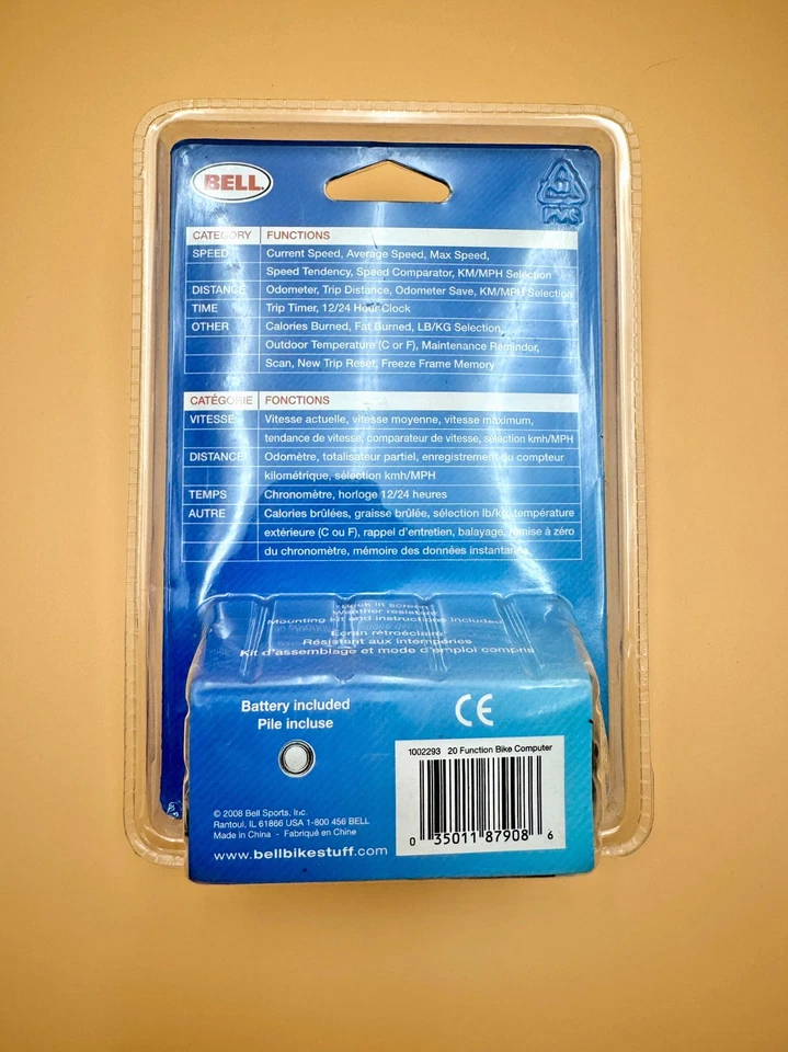 Bell 20 Function Bike Computer RoHS Compliant Calorie Counter Back Lit Screen - Image 2 of 2