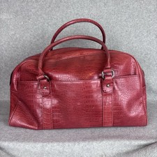 Bolso de viaje vintage Bath & Body Works cuero sintético rojo cocodrilo en relieve