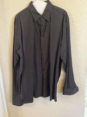 Men s Perry Ellis Black & White Pin Stripe Dress Shirt XL