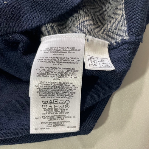 Brooks Brothers 100% Extra Fine Italian Merino Wool Sweater V-Neck Gray Mens XL - 第 4/6 張圖片
