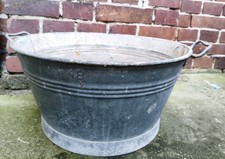 Vintage Zinkwanne rund Metall Pflanzwanne Garten Bepflanzung Pflanztopf Kübel