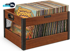 Vinyl Record Storage Crate Wooden LP Record Organizer Holds 60 80 Records