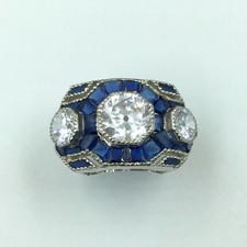 3Ct Art Deco Style Lab Created Diamond Wedding Engagement 14K White Gold FN Ring