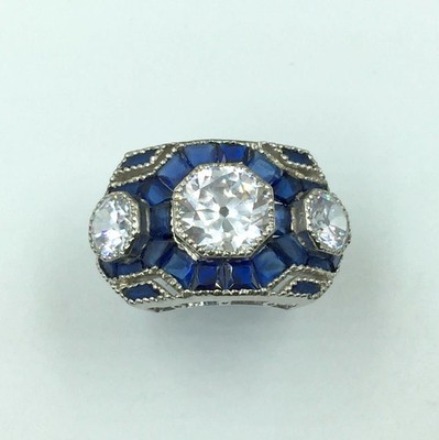 3Ct Art Deco Style Lab Created Diamond Wedding Engagement 14K White Gold FN Ring