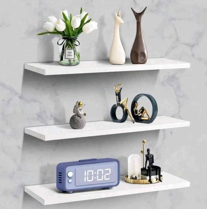 Sour Lemon 3PCS White Floating Shelves 40cm Wall Display Storage Decor