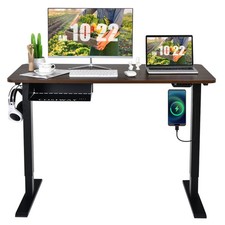 48" Height Adjustable Electric Standing Desk w/ Control Panel USB Port Walnut