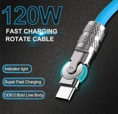 120 W 6A Schnellladung USB Typ C Datenkabel  180 Grad Rotierenden Ladekabel NEU