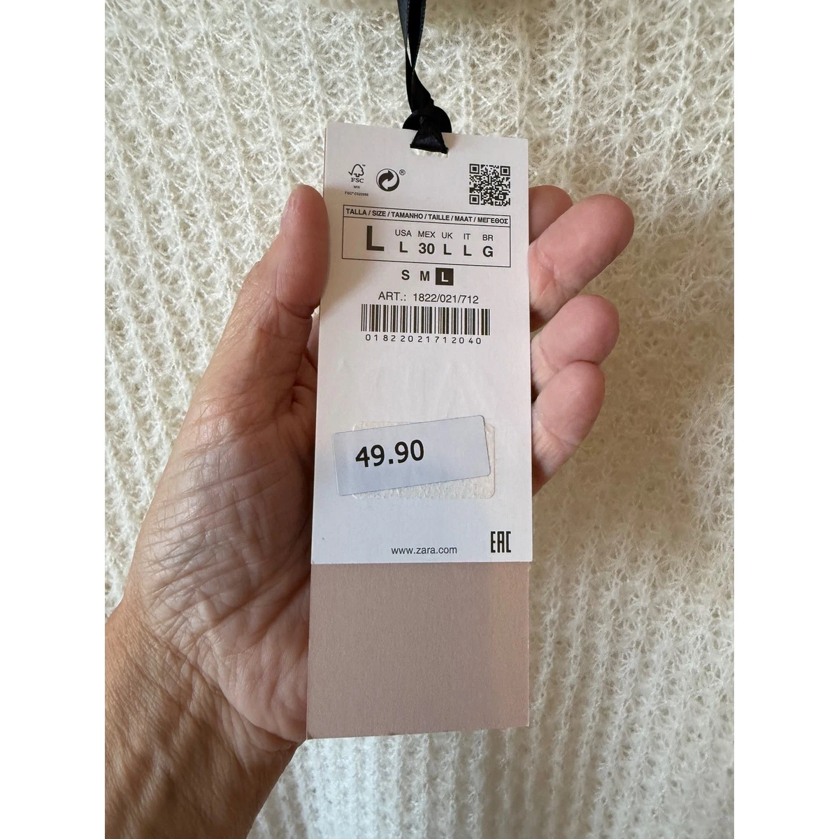 Zara Womens Alpaca Blend Sweater L White Turtleneck NYC Ballet Colab Chic