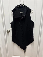 Boris Bidjan Saberi Black Hooded Sleeveless Asymmetric Vest in Cooked Wool