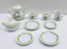 Vintage Delton Miniature Decor Porcelain White  Floral Design Tea Set