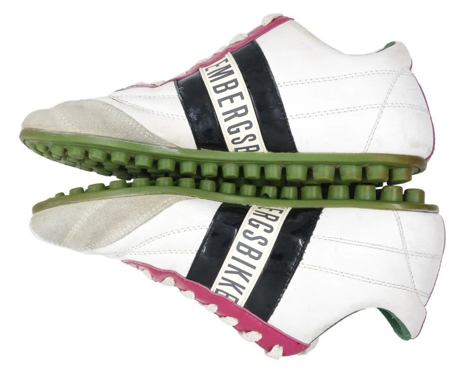 Zapatillas bajas Dirk Bikkembergs fútbol perno Y2K vintage a rayas rosa Foto 4 de 4