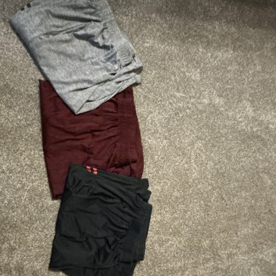 Real Essentials Men's Athletic Mesh Shorts 3-Pack Gray Burgundy Black Size L