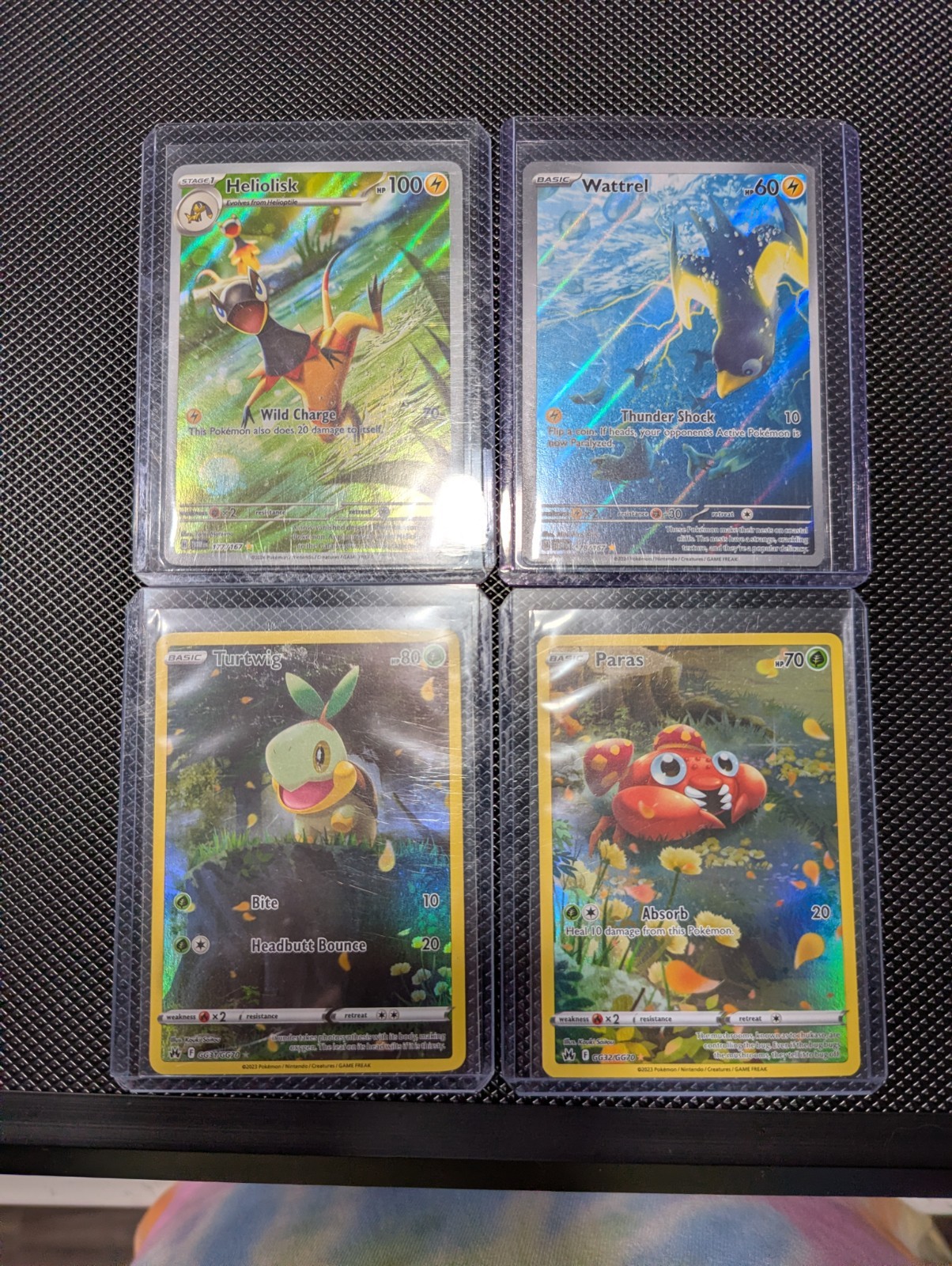 Pokemon 4 Card Lot Paras Gg32 Turtwig Gg31 Wattrel 178 Heliolisk 177