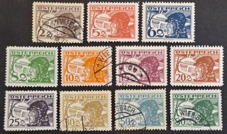 Austria 1925 "Air Airman" set of 11x Stamps Mh & Used
