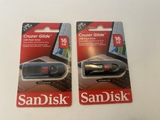 Lot Of 2 SanDisk Cruzer Glide 16GB USB Flash Drive NEW and Factory Sealed!